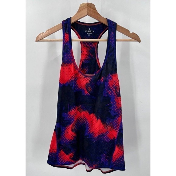Athleta Womens XS Chi Tank Top Muscle Racerback Electro Vibrant Cobalt Red Blue - Picture 2 of 4